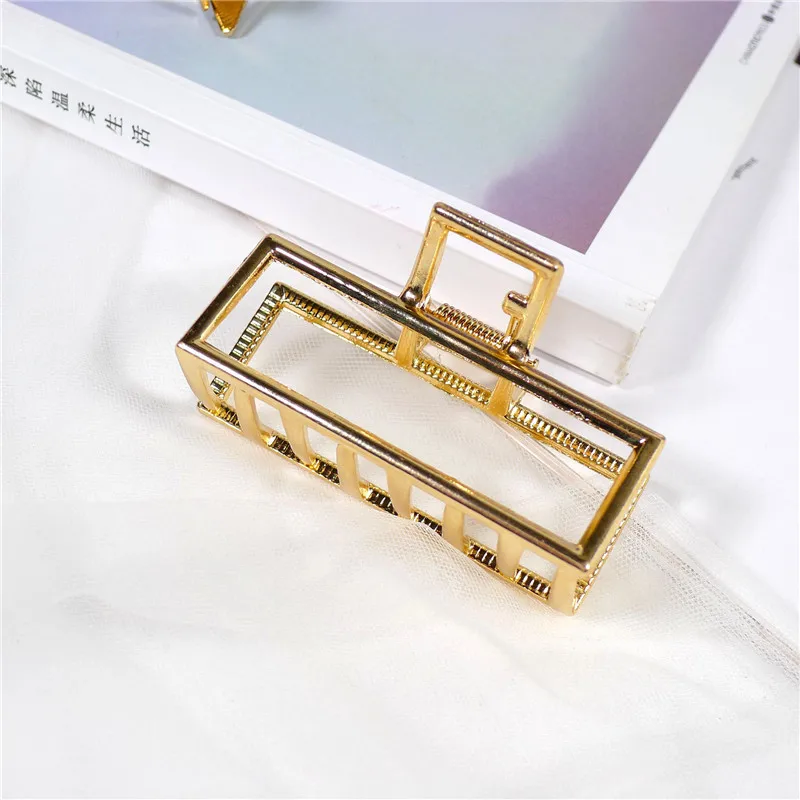 Rectangular Геометрические заколки для волос для женщин и девушек, заколки для волос в форме краба Луны, заколки для волос, однотонные заколки для волос, аксессуары для волос, шпильки большого размера - Цвет: Rectangular