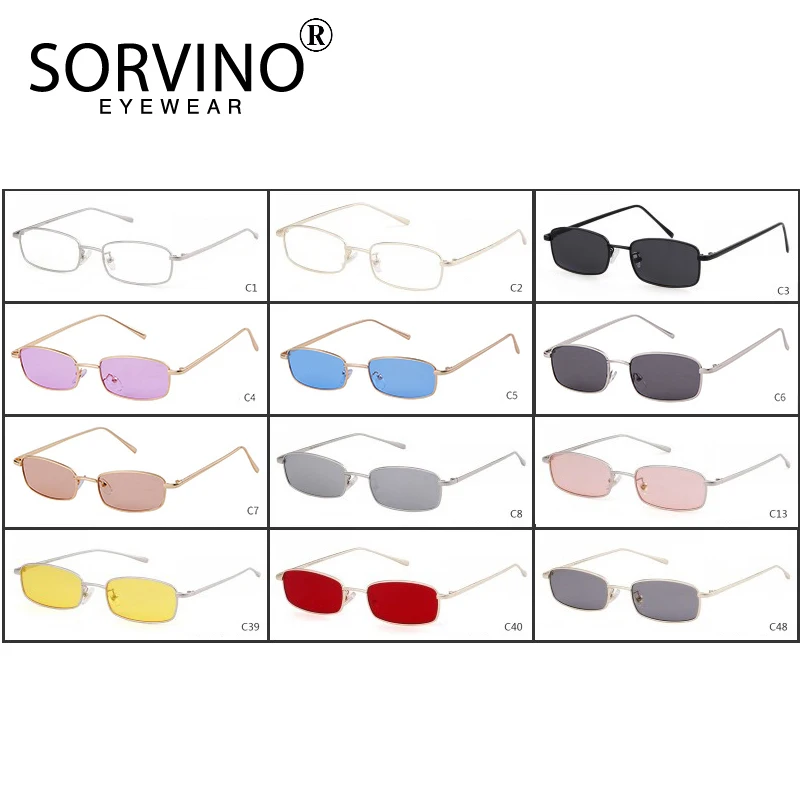 Женские и мужские солнцезащитные очки SORVINO маленькие квадратные в металлической