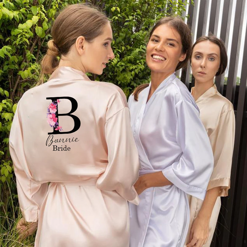 Ночнушка из искусственного шелка кимоно халат изготовленным на заказ логосом