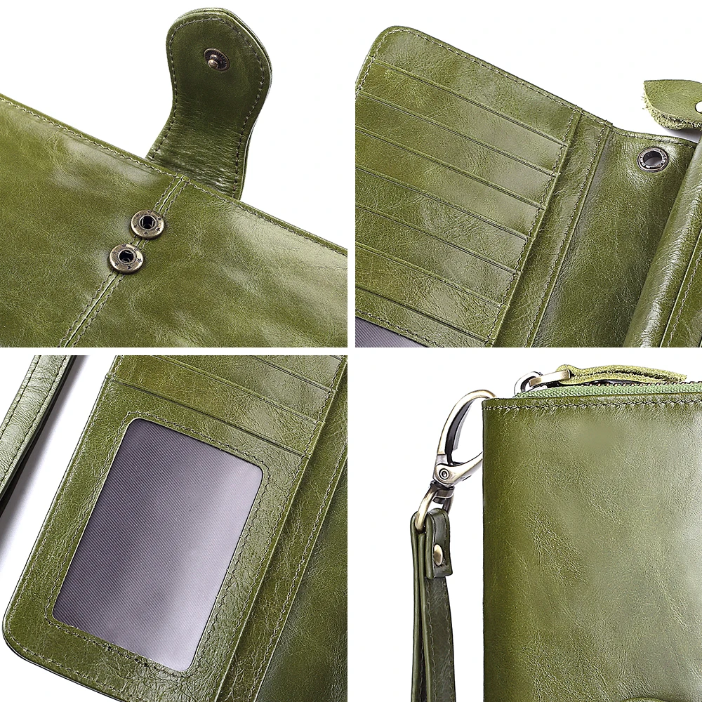 

KAVIS Quality New Women Purses Long Zipper Genuine Leather Ladies Clutch Bags Card Holder Cellphone Wallet Coin Purse for Girls