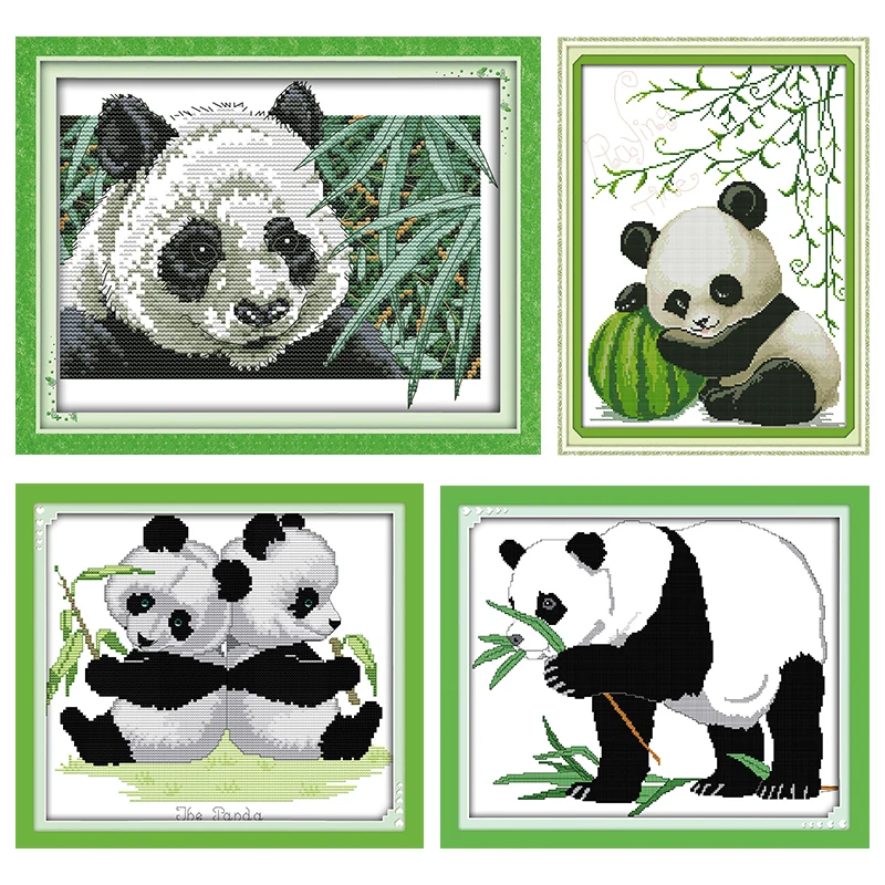 

Joy Sunday Panda Cross Stitch Kits Stamped Animal Embroidery Needlework Thread Gift 11CT 14CT Print Handmade Counted Fabric Sets