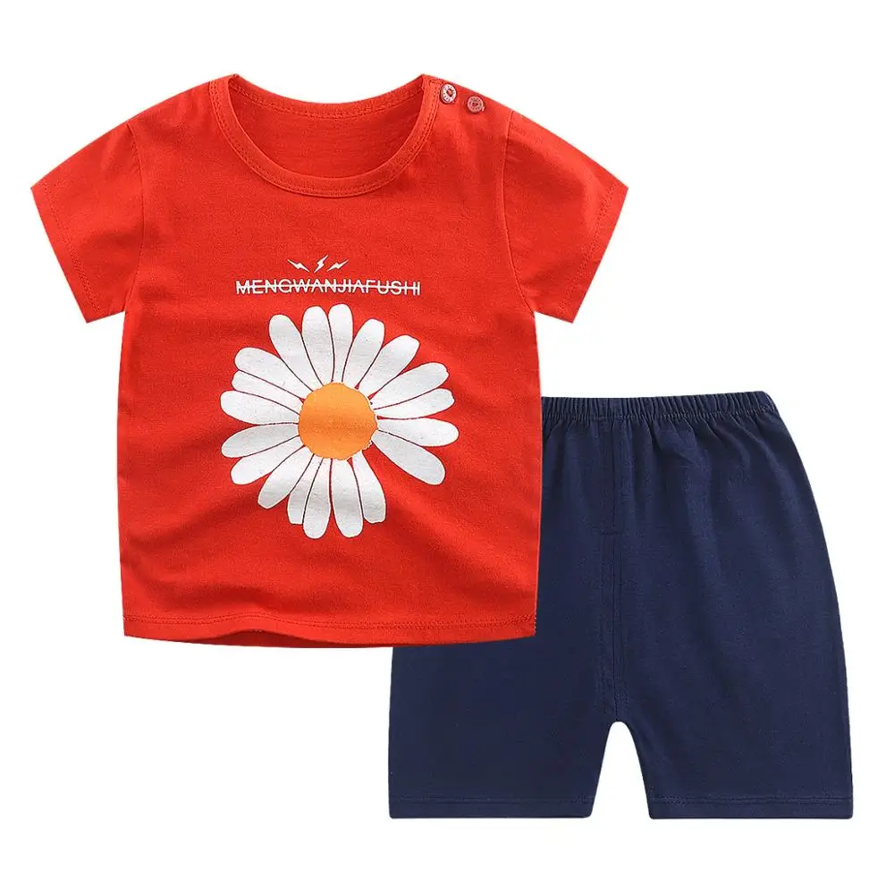 2020 летняя футболка и короткие брюки комплект детской одежды из хлопка для