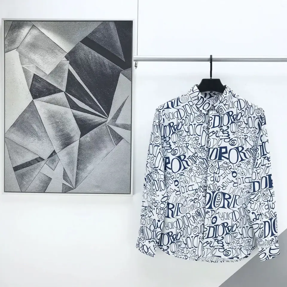 

European Fashion Brand New Personalized Fashion Graffiti Pattern Printing Comfortable Soft Sunshine Handsome Men 's Shirt