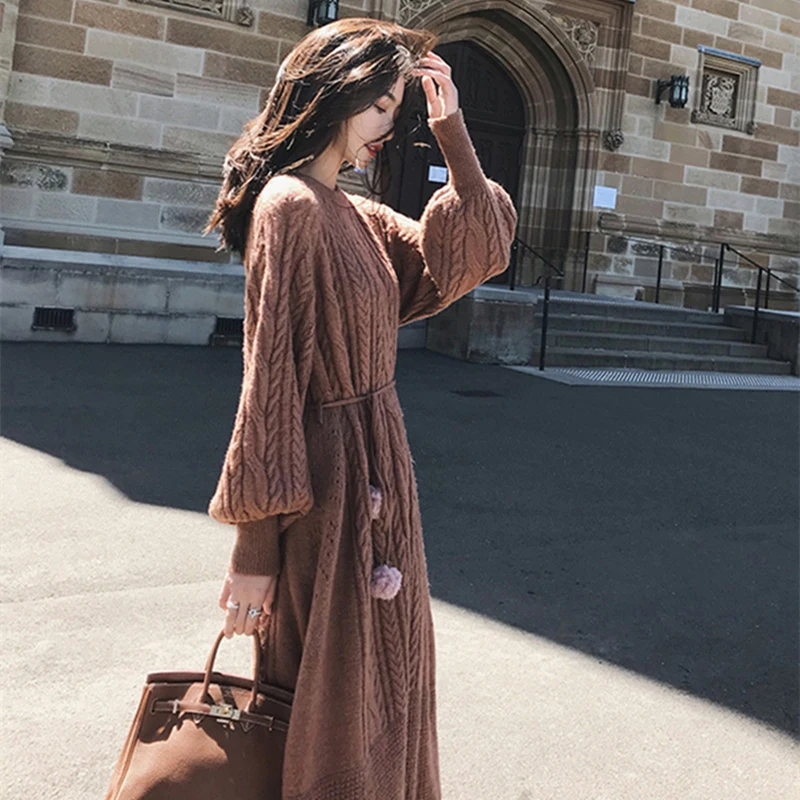 Женское вязаное платье свитер повседневное облегающее теплое с длинным рукавом