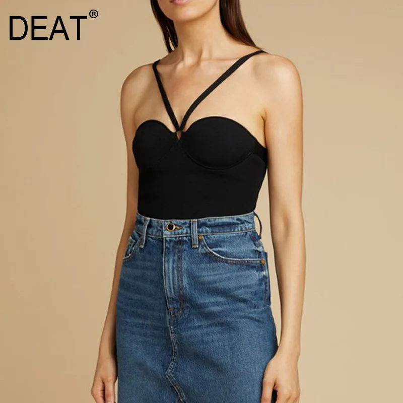 Женское боди с лямкой на шее DEAT летний подиумный комплект бюстгальтером петлей