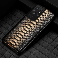 genuine leather snakeskin cover case for samsung galaxy s21 s22 ultra s20 s21 fe s9 s10 plus note 20 10 a50 a71 a51 a52 a32 a12