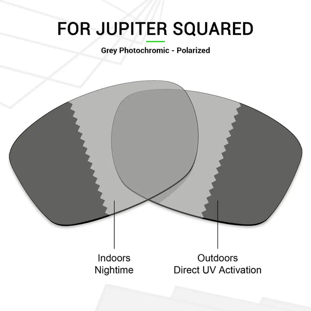 

SNARK поляризованные Сменные линзы для-Oakley Jupiter Квадратные Солнцезащитные очки серый фотохромный