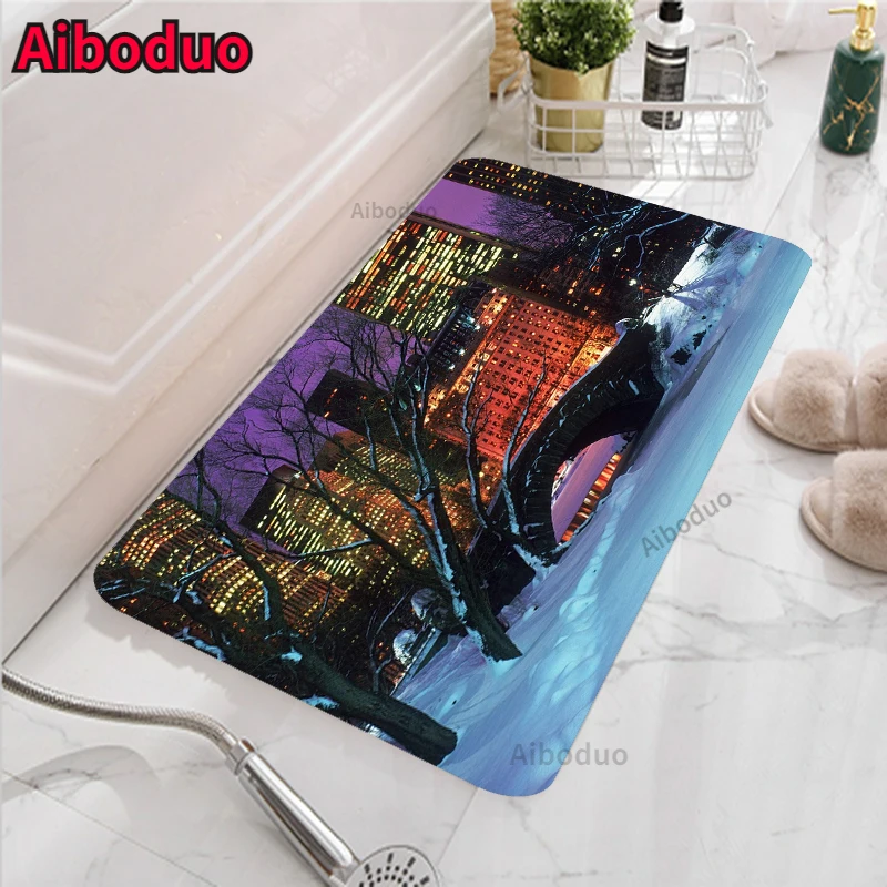 

City city night view bathroom carpet room bathroom non-slip absorbent pad bath mat bathroom carpet bathroom