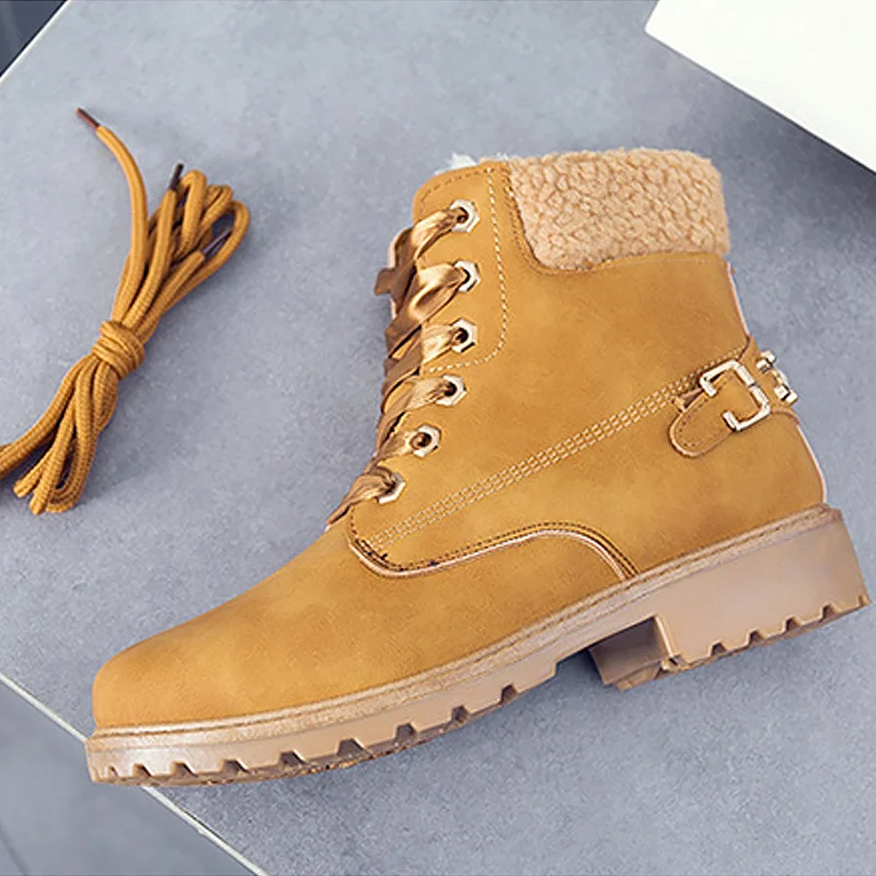 

Snow Boots For Student Rivet Riband lace-up Designer Ankle Boot Short Plush Wedges Female Shoes Nice Winter Fashion