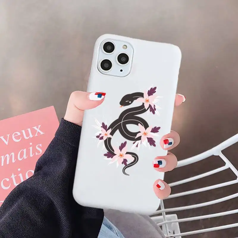 

Hand Snake flower Aesthetics Phone Case Candy Color for iPhone 6 7 8 11 12 s mini pro X XS XR MAX Plus