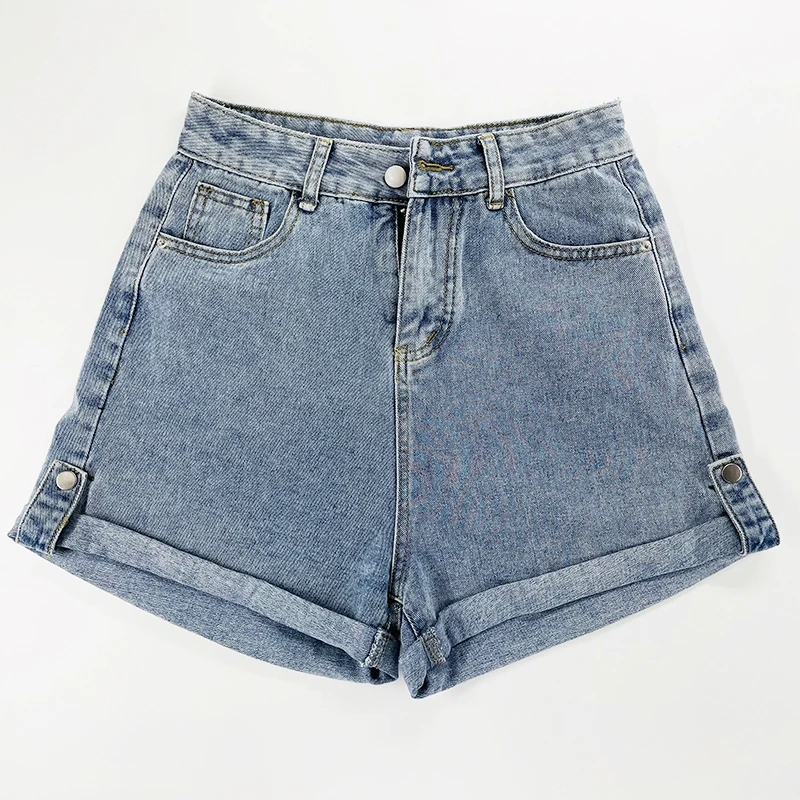 

Summer 2021 New Wide Leg Denim Shorts Women's Loose Thin Rolled Jeans Short Pants Casual Straight Retro High Waisted Shorts