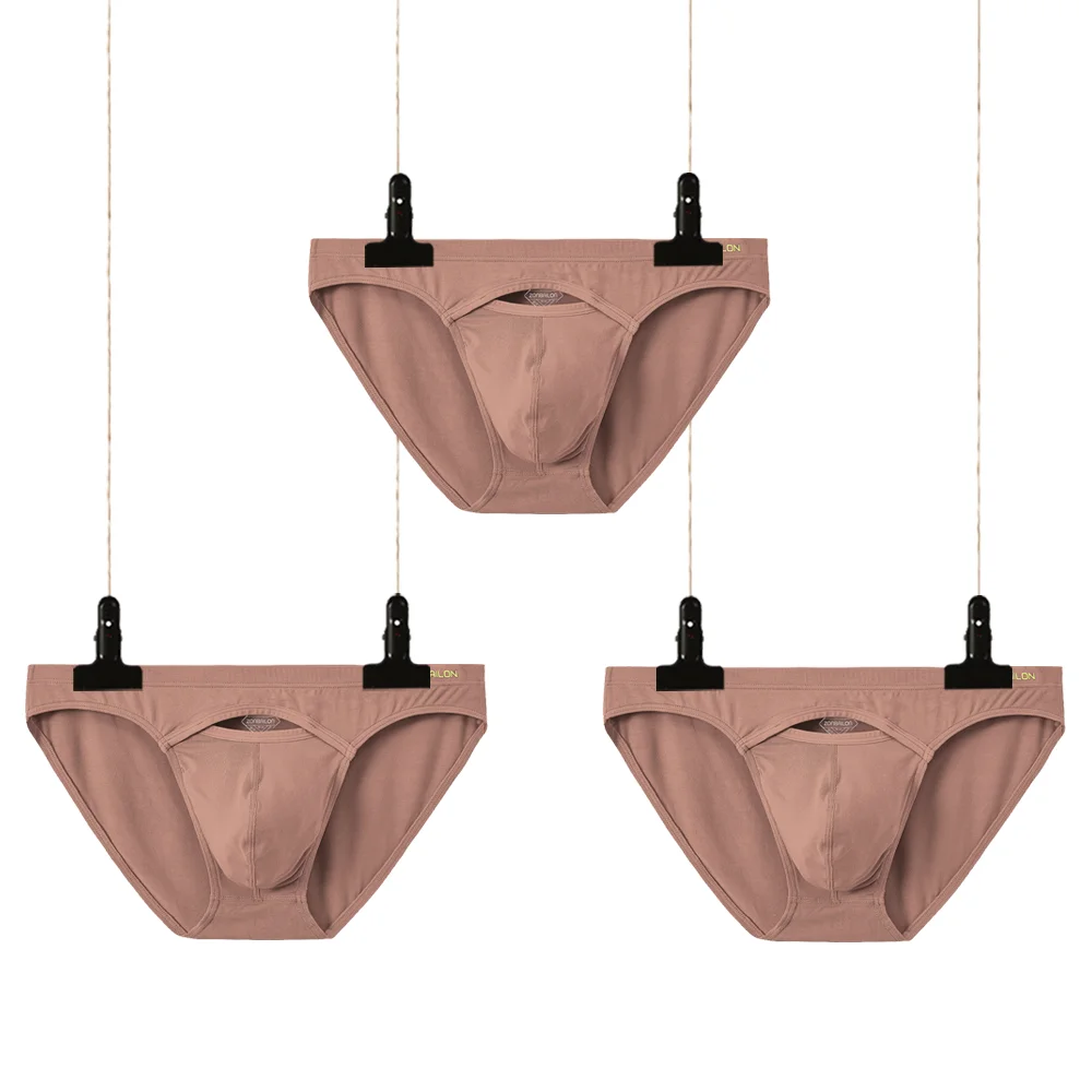 Men Panties Bamboo Fiber Male Soft Comfortable Briefs Men's Sexy Bikini Solid Color 3 PCS