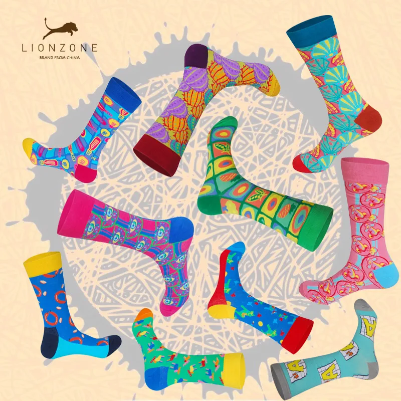 Носки мужские с надписью Happy Socks цветные хлопковые повседневные дизайнерские