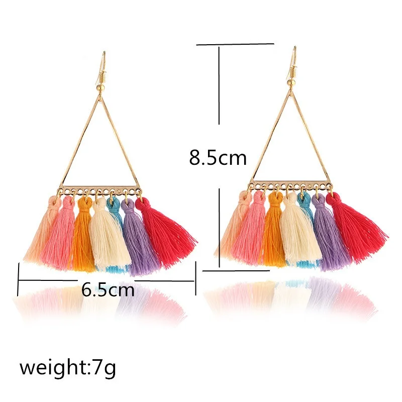 

New Ethnic Fan-shaped Ear Jewelry Creative Temperament Tassel Dangle Earrings