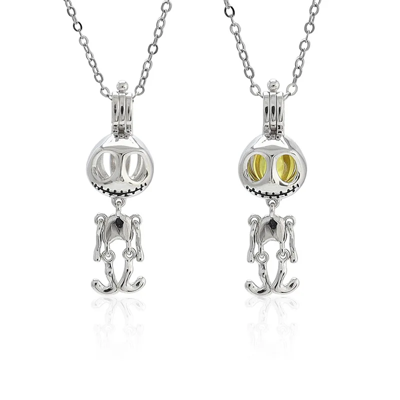 

Halloween new S925 silver pendant female round bead activity cage clavicle chain for woman or girls