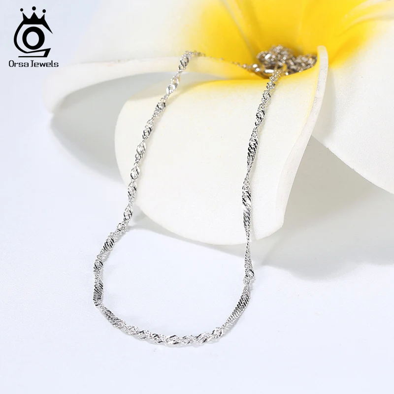 ORSA JEWELS модное 2 3 мм 925 серебро витой панцирного плетения Сингапур на веревке