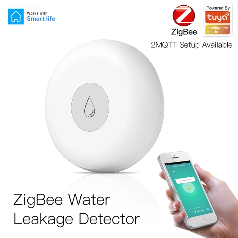 

Детектор утечки воды Tuya ZigBee, датчик наводнения, система оповещения об переполнении, охранная сигнализация с дистанционным управлением чере...
