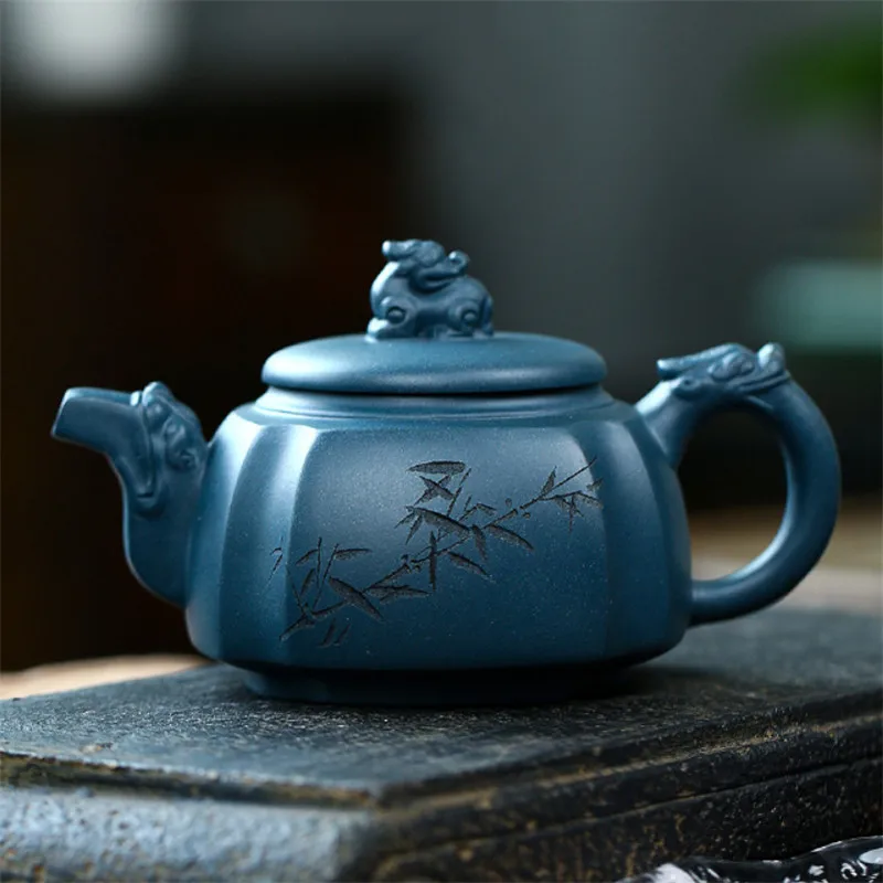 Исинской фиолетовой глины ручка в виде дракона заварочный чайник ручной работы