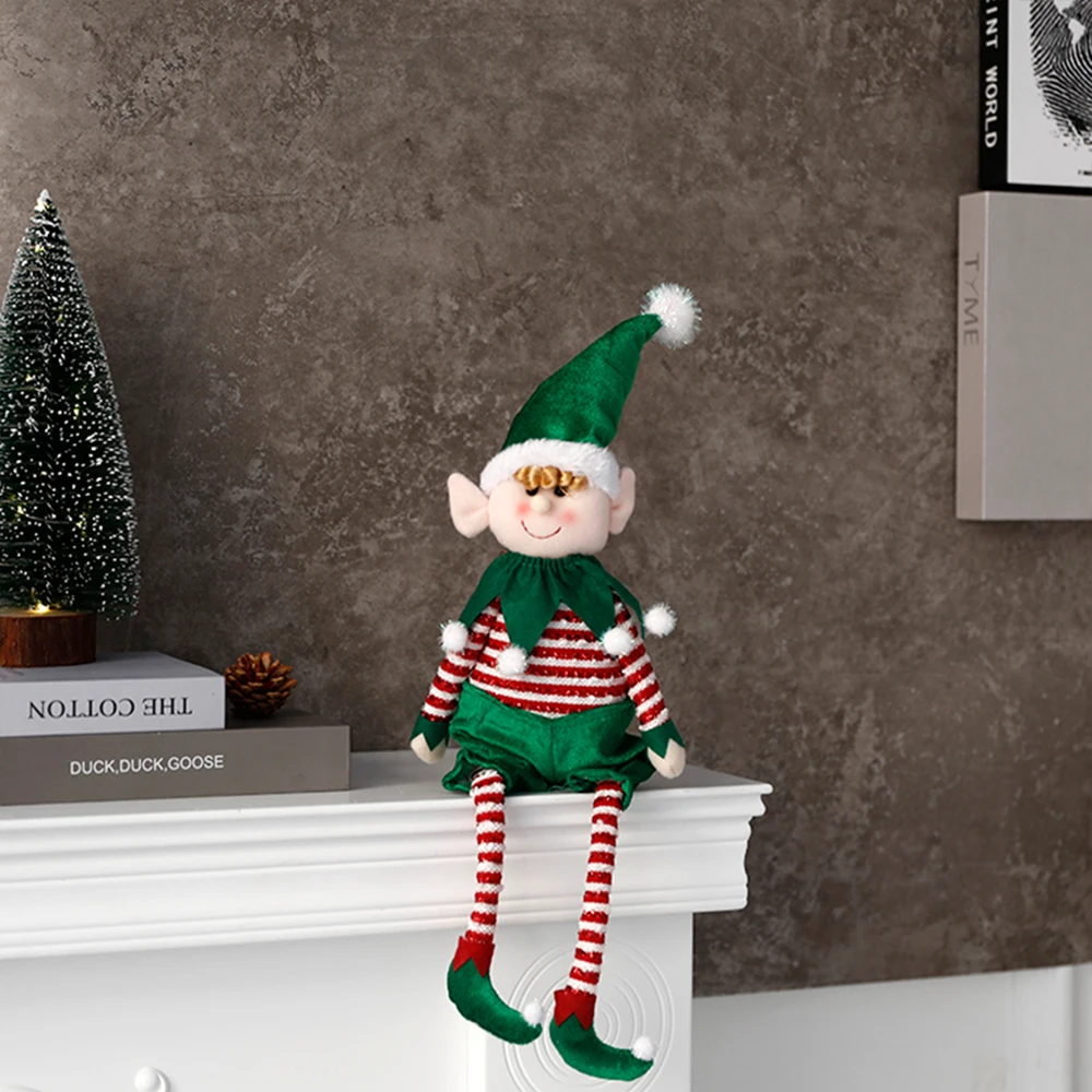 33/55 см красно-Зеленые искусственные плюшевые украшения для новогодней елки