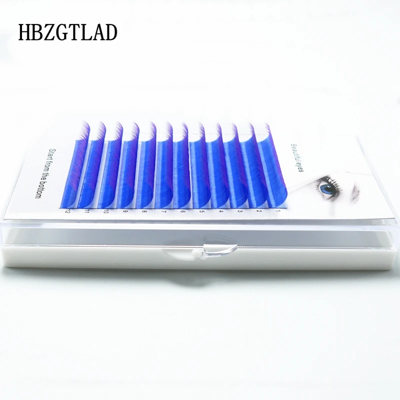 Ресницы HBZGTLAD накладные C/D индивидуальные фиолетовые и синие цветные 0 07-0 1 мм 8-15 |