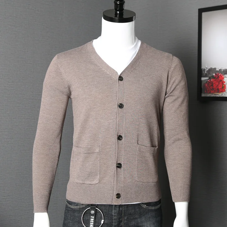 2019 весна и осень мужской деловой корейский тонкий свитер сплошной цвет удобный