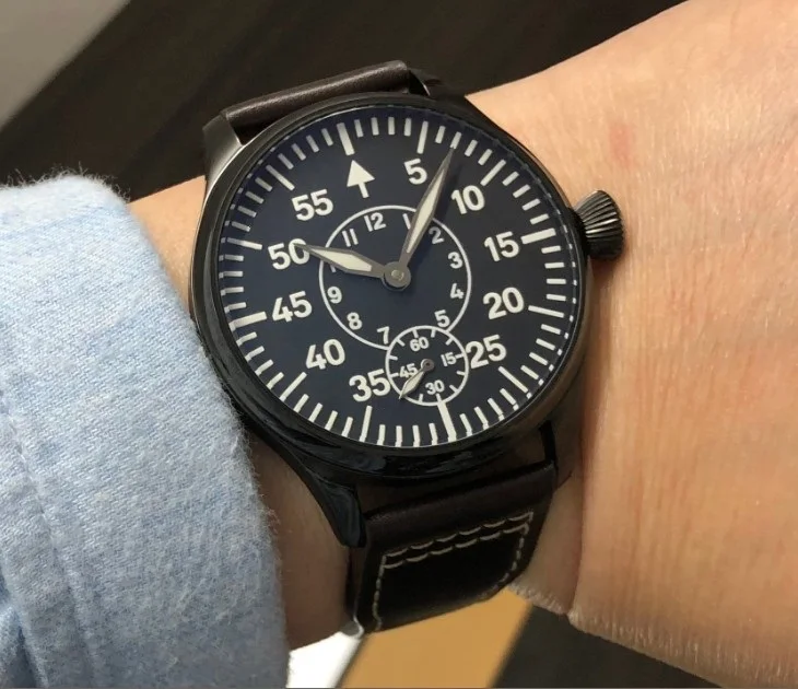 Сапфировый кристалл или минеральное стекло 44 мм черный циферблат Азиатский 6498 17