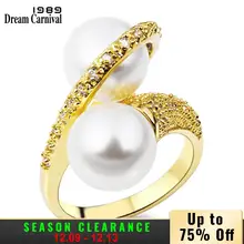 DreamCarnival1989 Infinity Finger Ring for Women Wedding Anniversary Gift for Love Gold-Color Created Pearls Jewelry Anillo Moda DreamCarnival1989 Infinity Finger Ring for Women Wedding Anniversary Gift for Love Gold-Color Created Pearls Jewelry Anillo Moda