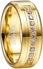 Мужское кольцо из карбида вольфрама NUNCAD, 8 мм, обручальное кольцо с круглым кубическим цирконием, позолота, CZ, обручальное кольцо для мужчин, размер 7-12