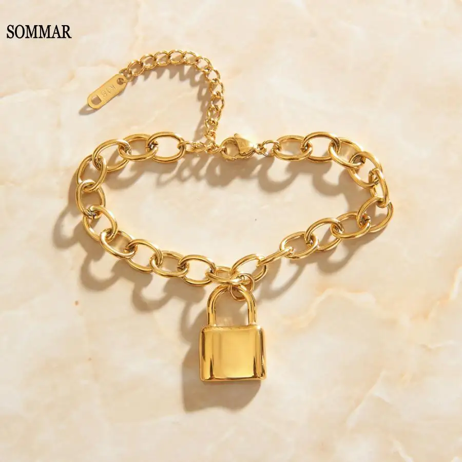 SOMMAR Vintage Love 18KGP Gold plated Girl bracelets &amp bangles rope and lock bracelete Charming Jewelry Accessories |