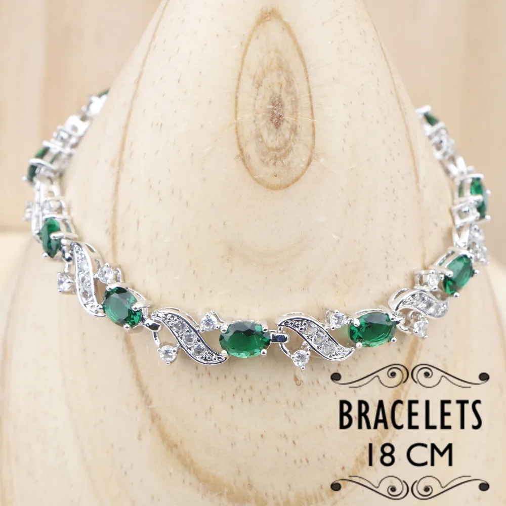 Женский набор украшений из серебра 925 пробы с зеленым цирконием серьги камнями