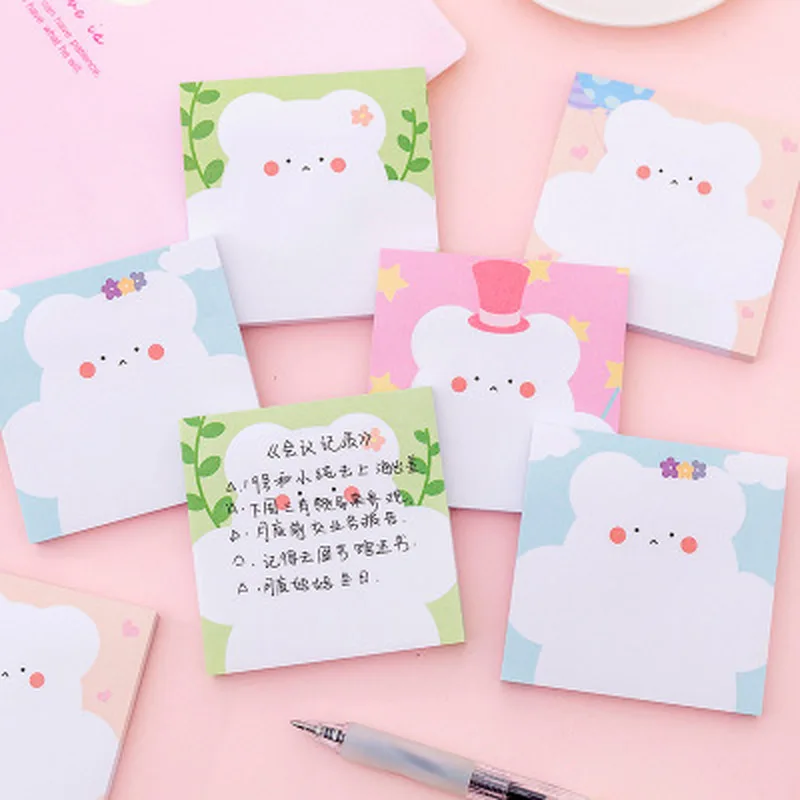 1 шт. маленький белый медведь бумаги для заметок на клейкой основе студентов