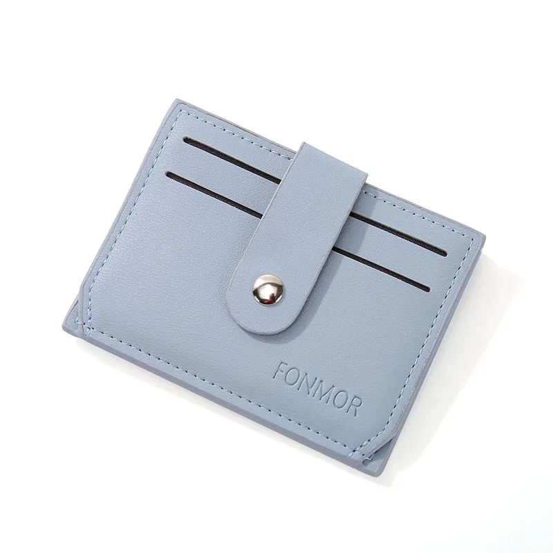Синий Fashion Unisex Card Holder Women PU Slim Small Wallet Card Retro Leather Men Wallet Business Package Coin Purse Card Holder - Цвет: Синий