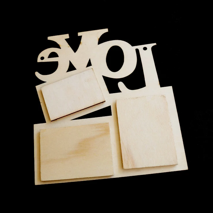 Полые Любовь деревянная фоторамка Искусство Декор три окна Рождественский