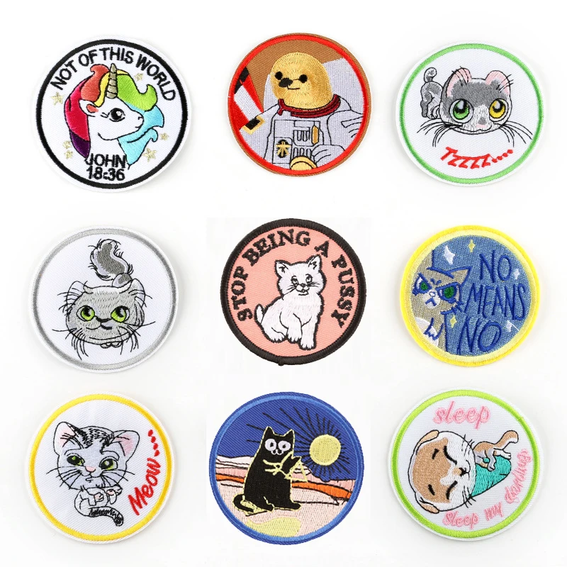 Круглые Солнцезащитные очки Единорог железа на патчи для одежды с вышивкой в