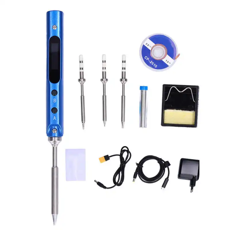 

Electric Soldering Iron Kit Welding Supplies with Power Adapter SQ-001 Blue EU Plug 100-240V Soldering Iron