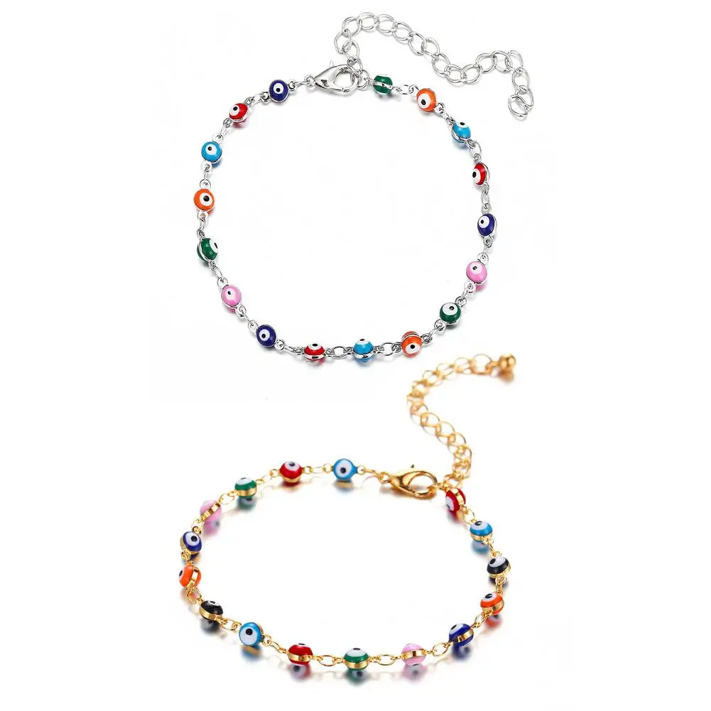 

Y2K New Anklet Retro Bohemian Color Eye Bracelet Girls Barefoot On Leg Female Fashion Chain Jewelry For A Couple Bracelets
