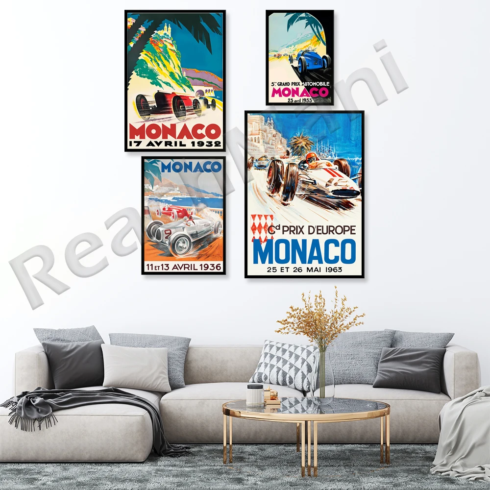 Монако. Винтажный постер Grand Prix 1932-ретро для путешествий