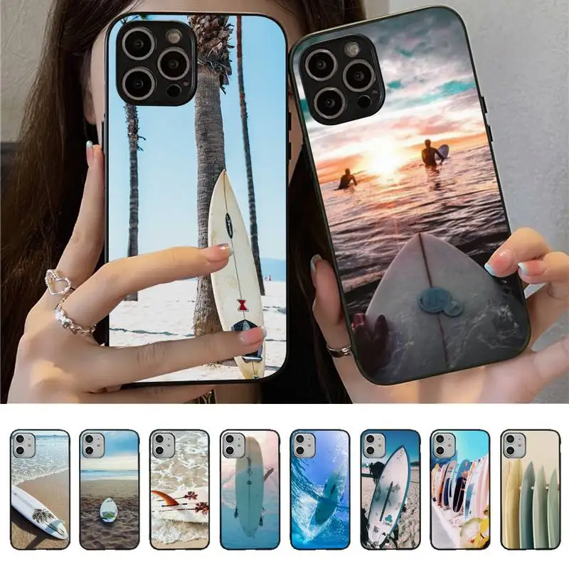 

Summer beach surfboard surfing Phone Case For iPhone 13 11 8 7 6 6S Plus X XS MAX 5 5S SE 2020 XR 11 pro capa