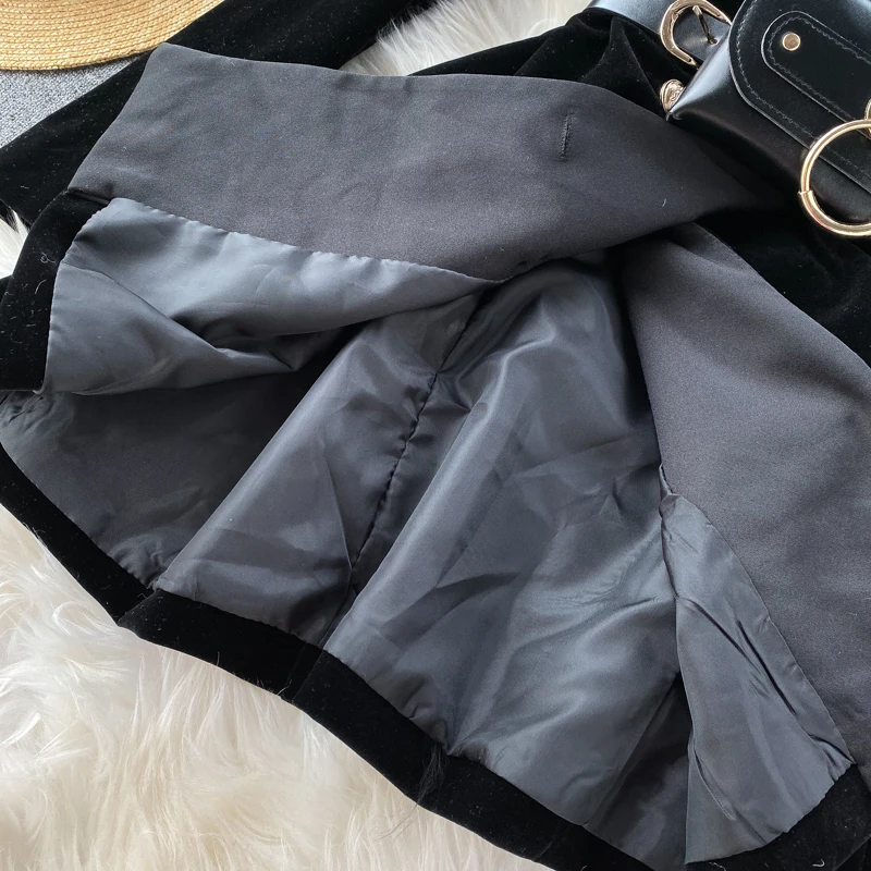 

ZCSMLL Black Dresses for Women Turn-down Collar Long Sleeve Waist with Belt Korean Fashion Mini Female Dress 2021 Tide