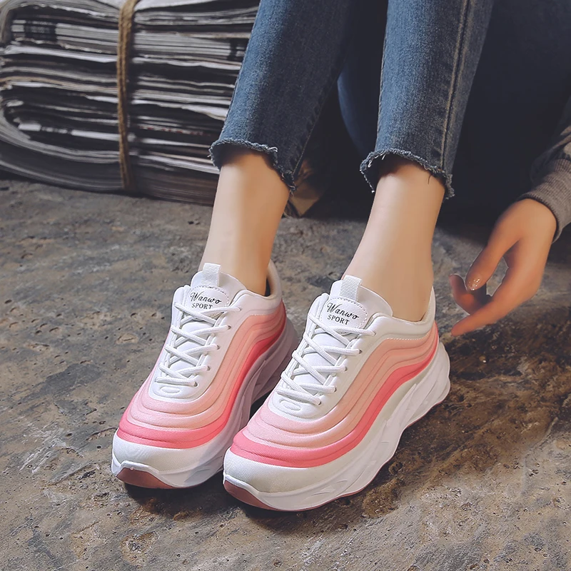 Hot Sneakers Women Sport Shoes Lace-Up Beginner Rubber Mesh Breathable Running Wear-resistant Round Cross Straps Flat Shoe | Спорт и