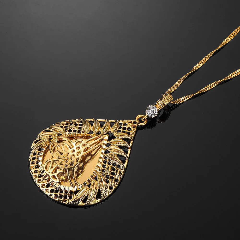 Подарок Рамадан цепочка ожерелье арабский женский белый кристалл золотой цвет