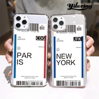 coque air ticket letter country label for case iphone 11 pro max xr x xs max 8g 7 8 plus se 2020 soft transparent tpu case cover