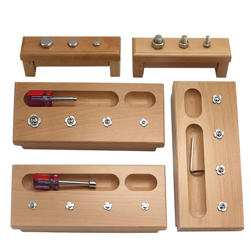 

Montessori Material Sensory Toys Screw Bolts Sets Montessori Educational Wooden Toys for Children Juguetes Montessori Toy