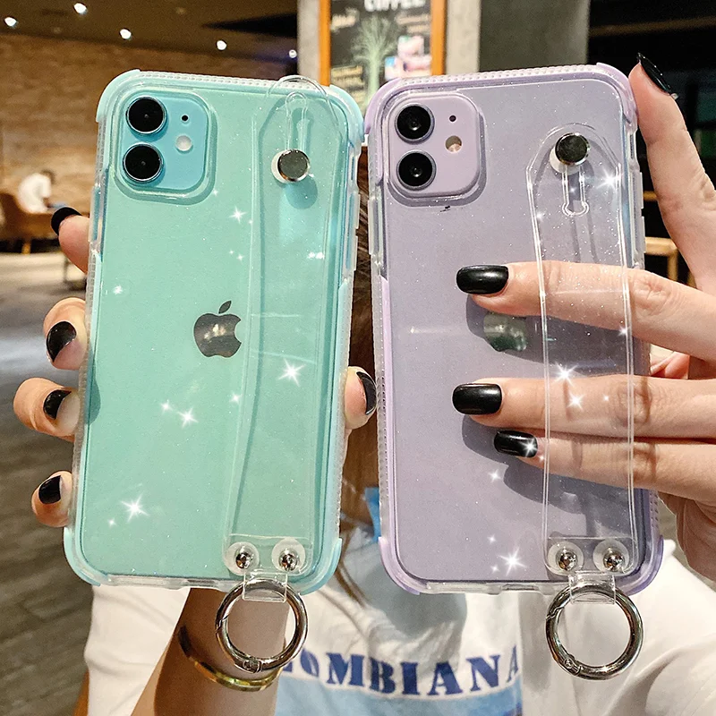 Блестящий чехол с порошковым держателем для телефона iPhone 12 Pro 11 X XR XS Max 6 7 8 Plus