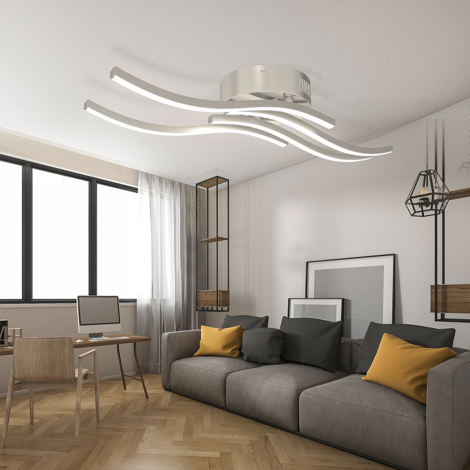 $11.68 LOEFME LED Interior Lighting Ceiling Light Lamp Wave Arc Kitchen Room Lights Ceiling Modern Minimalist Dining Room Ceiling Lamps