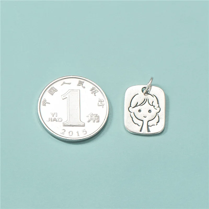 

TrustDavis Fashion Real 925 Sterling Silver Boy Girls Charms Pendant For Bracelet Necklace DIY Accessories Fine Jewelry HY194