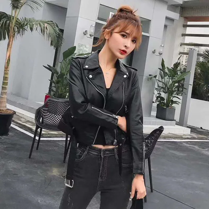 brand motorcycle pu leather jacket women winter and autumn new fashion coat 2 color zipper outerwear jacket new 2021 coat hot free global shipping