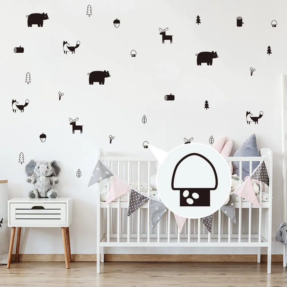 6 шт./компл. DIY самоклеющиеся обои скандинавский Лось лиса предмет декора с