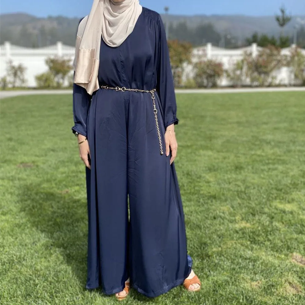 

Western Style Jumpsuit Spring Autumn Fashion Temperament Loose Casual Corset Solid Color Oversize African Round Neck Long Sleeve