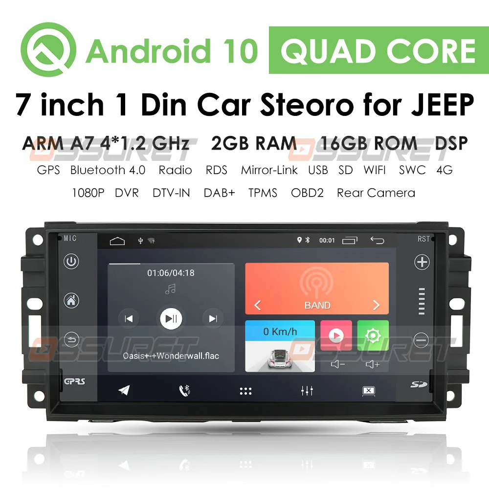 

7 "2G/16G Android 10 Автомобиль Радио Видео Стерео GPS плеер для Jeep Grand Cherokee Chevrolet Commander Dodge Chrysler 300C DSP IPS